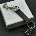 Maison Margiela black leather logo keychain